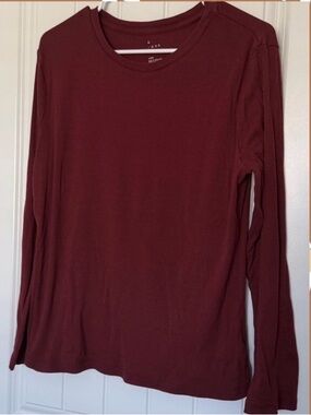 A New Day Slim Fit Long Sleeve Ribbed Top Maroon Sz L